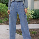 Pantalones Jeans Utilitarios Con Bolsillos Para Mujer