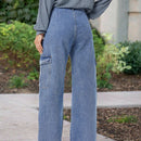 Pantalones Jeans Utilitarios Con Bolsillos Para Mujer