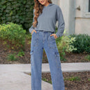 Pantalones Jeans Utilitarios Con Bolsillos Para Mujer