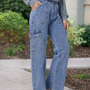 Pantalones Jeans Utilitarios Con Bolsillos Para Mujer