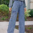 Pantalones Jeans Utilitarios Con Bolsillos Para Mujer
