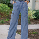 Pantalones Jeans Utilitarios Con Bolsillos Para Mujer