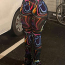Slayr Pantalones De Mujer Demasiado Ajustados Callejeros Casuales De Diseno De Rayas Onduladas De Doble Capa En El Tobillo Con Adornos De Volantes En Colores Pasteles