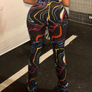 Slayr Pantalones De Mujer Demasiado Ajustados Callejeros Casuales De Diseno De Rayas Onduladas De Doble Capa En El Tobillo Con Adornos De Volantes En Colores Pasteles