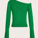 EZwear Sueter De Manga Larga Con Escote Asimetrico