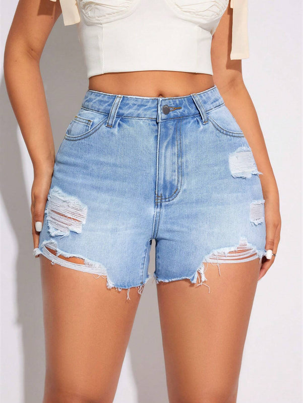 Prive Shorts De Mezclilla Desgastados Para Mujeres