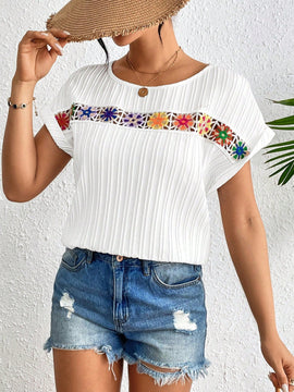 LUNE Camisa De Manga Murcielago Con Parche De Crochet