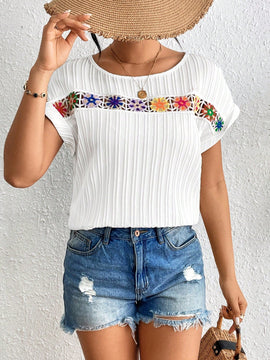 LUNE Camisa De Manga Murcielago Con Parche De Crochet
