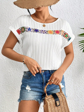 LUNE Camisa De Manga Murcielago Con Parche De Crochet