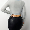 Essnce Jersey De Manga Larga De Estilo Corto Para Mujer