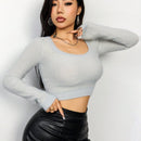 Essnce Jersey De Manga Larga De Estilo Corto Para Mujer