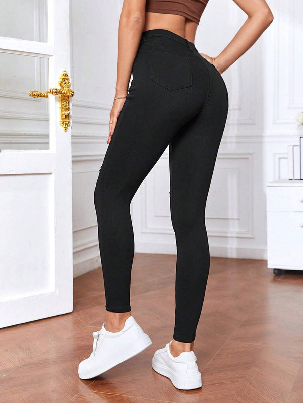 Tall Pantalones ajustados rasgados en unicolor