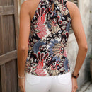 VCAY Camisa De Vacaciones Sin Mangas Con Cuello Halter Y Estampado Para Mujer