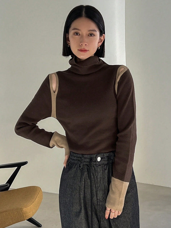 FRIFUL Jersey De Cuello Alto De Manga Larga Para Mujer