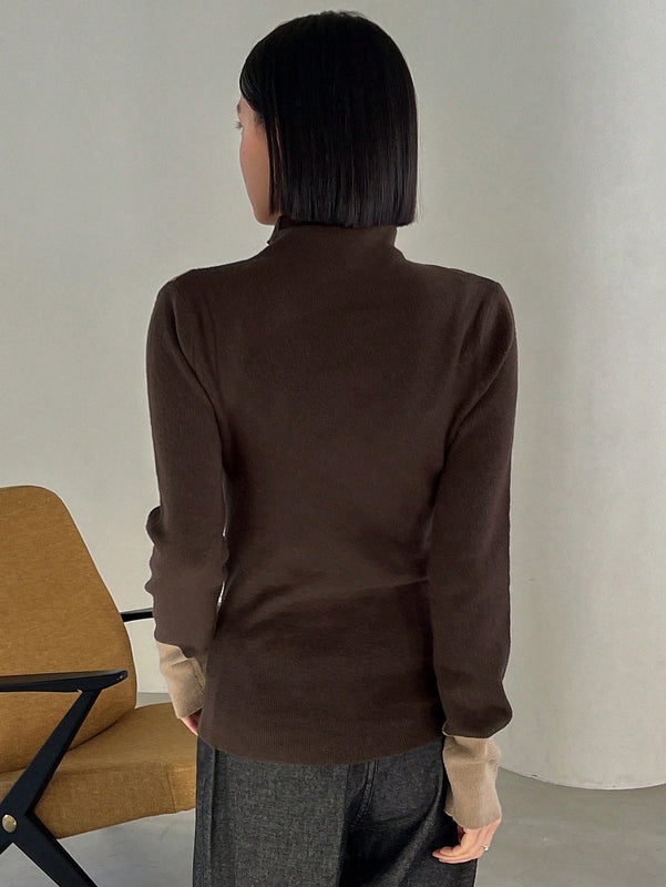 FRIFUL Jersey De Cuello Alto De Manga Larga Para Mujer