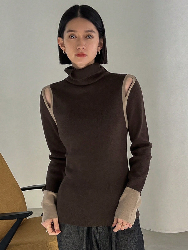 FRIFUL Jersey De Cuello Alto De Manga Larga Para Mujer