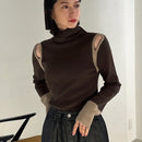 FRIFUL Jersey De Cuello Alto De Manga Larga Para Mujer