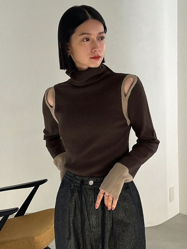 FRIFUL Jersey De Cuello Alto De Manga Larga Para Mujer