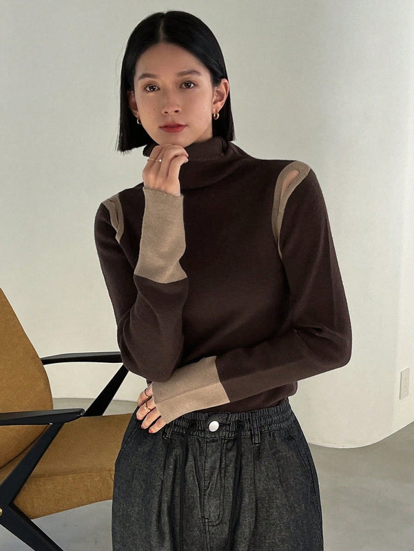 FRIFUL Jersey De Cuello Alto De Manga Larga Para Mujer