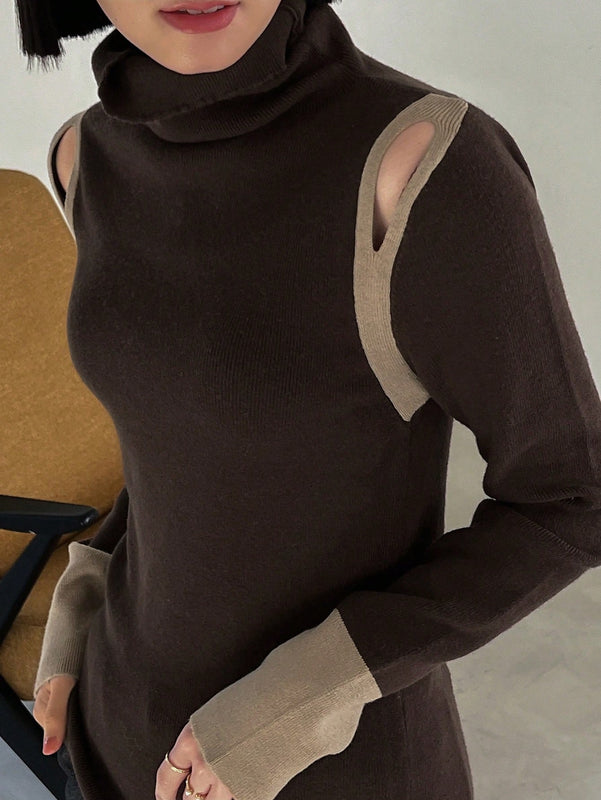 FRIFUL Jersey De Cuello Alto De Manga Larga Para Mujer