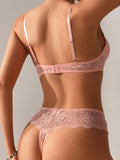 Conjunto Romantico De Sujetador Y Braguita De Encaje
