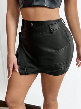 Slayr Falda Pantalon Con Dobladillo Irregular Para Mujer