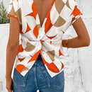 Blusa De Cuello Redondo Para Mujeres Con Dee De Giro Y Recorte En La Espalda