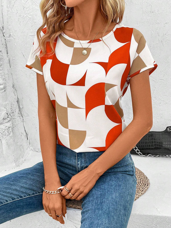 Blusa De Cuello Redondo Para Mujeres Con Dee De Giro Y Recorte En La Espalda