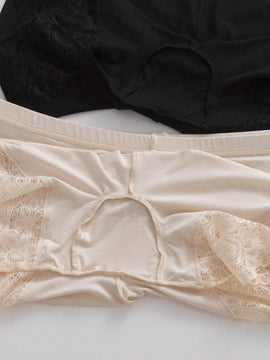 2 Piezas Pantalones Cortos De Seguridad De Encaje Para Mujer, Ropa Interior De Tres Cuartos