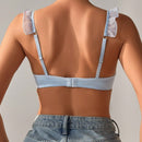 Sujetador Push-up Con Aro De Acero Decorativo Y Bordes Con Volantes De Malla Para Mujer