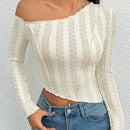 PETITE Camiseta De Mangas Largas Con Cuello Asimetrico Para Mujer