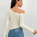 PETITE Camiseta De Mangas Largas Con Cuello Asimetrico Para Mujer