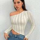 PETITE Camiseta De Mangas Largas Con Cuello Asimetrico Para Mujer