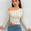 PETITE Camiseta De Mangas Largas Con Cuello Asimetrico Para Mujer