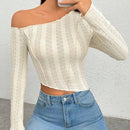 PETITE Camiseta De Mangas Largas Con Cuello Asimetrico Para Mujer