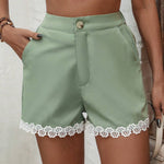 LUNE Pantalones Cortos Con Ribete De Encaje Para Mujer
