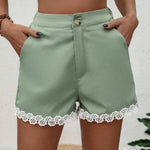 LUNE Pantalones Cortos Con Ribete De Encaje Para Mujer