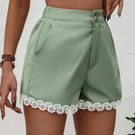 LUNE Pantalones Cortos Con Ribete De Encaje Para Mujer