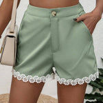 LUNE Pantalones Cortos Con Ribete De Encaje Para Mujer