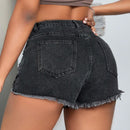 SXY Shorts Vaqueros Desgastados Con Dobladillo Deshilachado Para Mujer