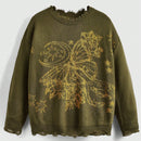 ROMWE Fairycore Sueter De Patron De Mariposa Con Flecos Para Mujer