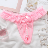 1 Pieza Lenceria Sexy Con Detalle De Perla Y Entrepierna Abierta Con Encaje