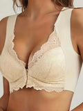 Sujetador Push-up Con Cierre Frontal De Encaje Para Mujer, Ropa Interior Sexy Para Dormir, Talla D