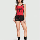 ROMWE Street Life Mini Shorts De Yoga Para Entrenamiento En Estilo Callejero Con Estampado De Arana Y Estrella Y Cintura Elastica