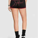 ROMWE Street Life Mini Shorts De Yoga Para Entrenamiento En Estilo Callejero Con Estampado De Arana Y Estrella Y Cintura Elastica