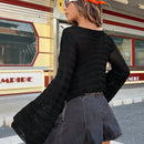 EZwear Jersey De Punto Acanalado A Rayas Para Mujer Con Dobladillo Dividido, Perfecto Para Trajes De Primavera/verano
