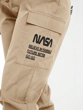 PETITE Pantalones De Carga Impresos Con Letras Para Mujer