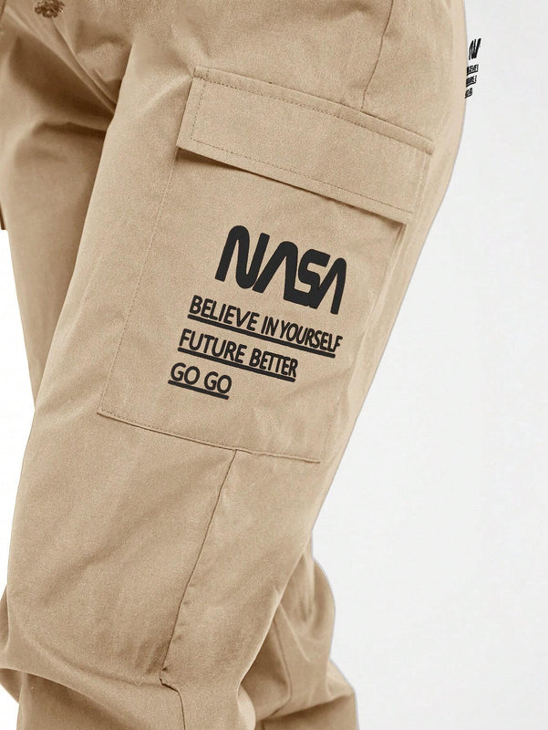 PETITE Pantalones De Carga Impresos Con Letras Para Mujer