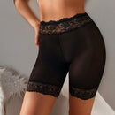 Pantalones Cortos De Seguridad Bodycon Para Mujer De Material De Encaje Y Malla Elastica