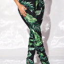 SXY Pantalones Anchos Acampanados Estilo Bohemio Para Mujeres Con Estampado De Plantas Para Vacaciones O Tiempo Libre Y Detalles De Volantes Y Rajas